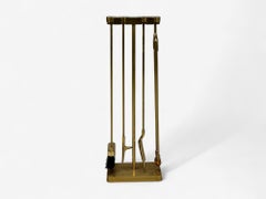 Bronze Fireplace Tool Set with Stand, USA, 20th c.