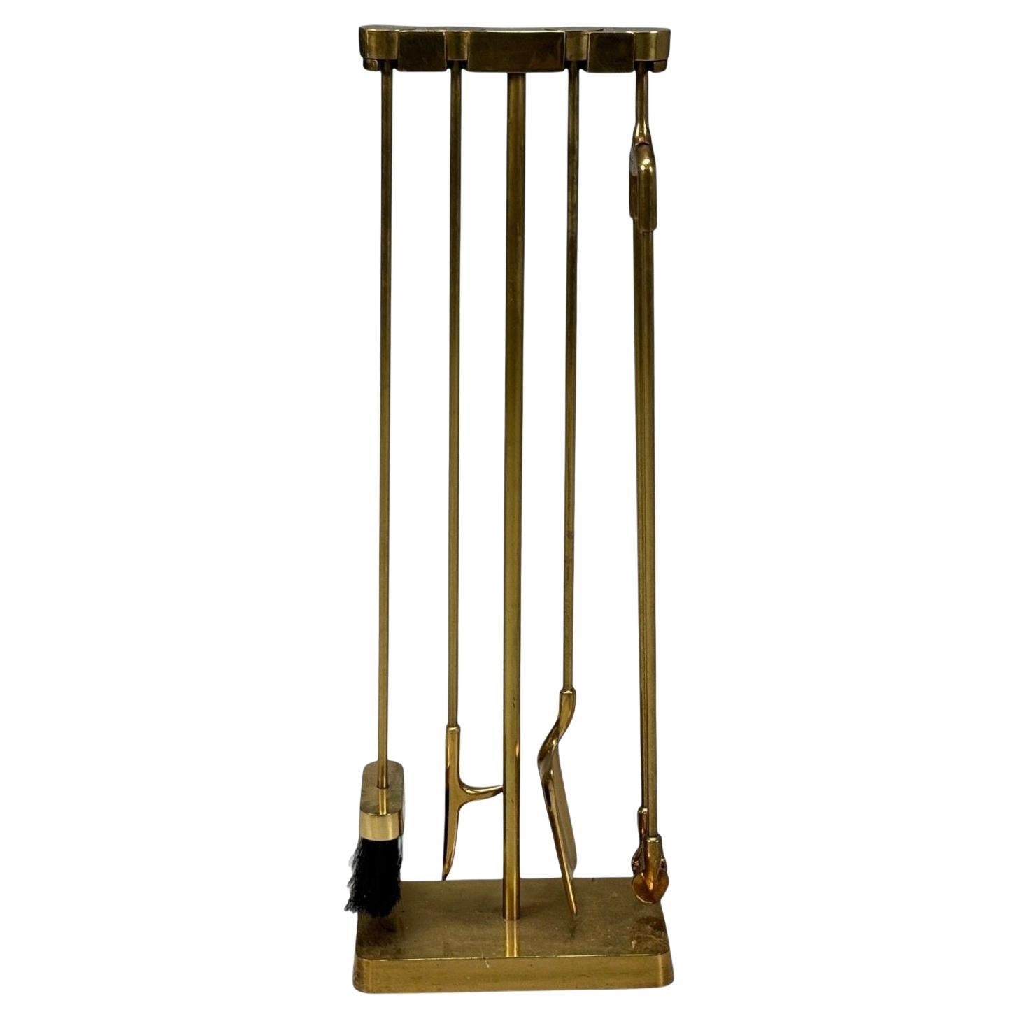 Bronze Fireplace Tool Set with Stand, USA, 20th c.