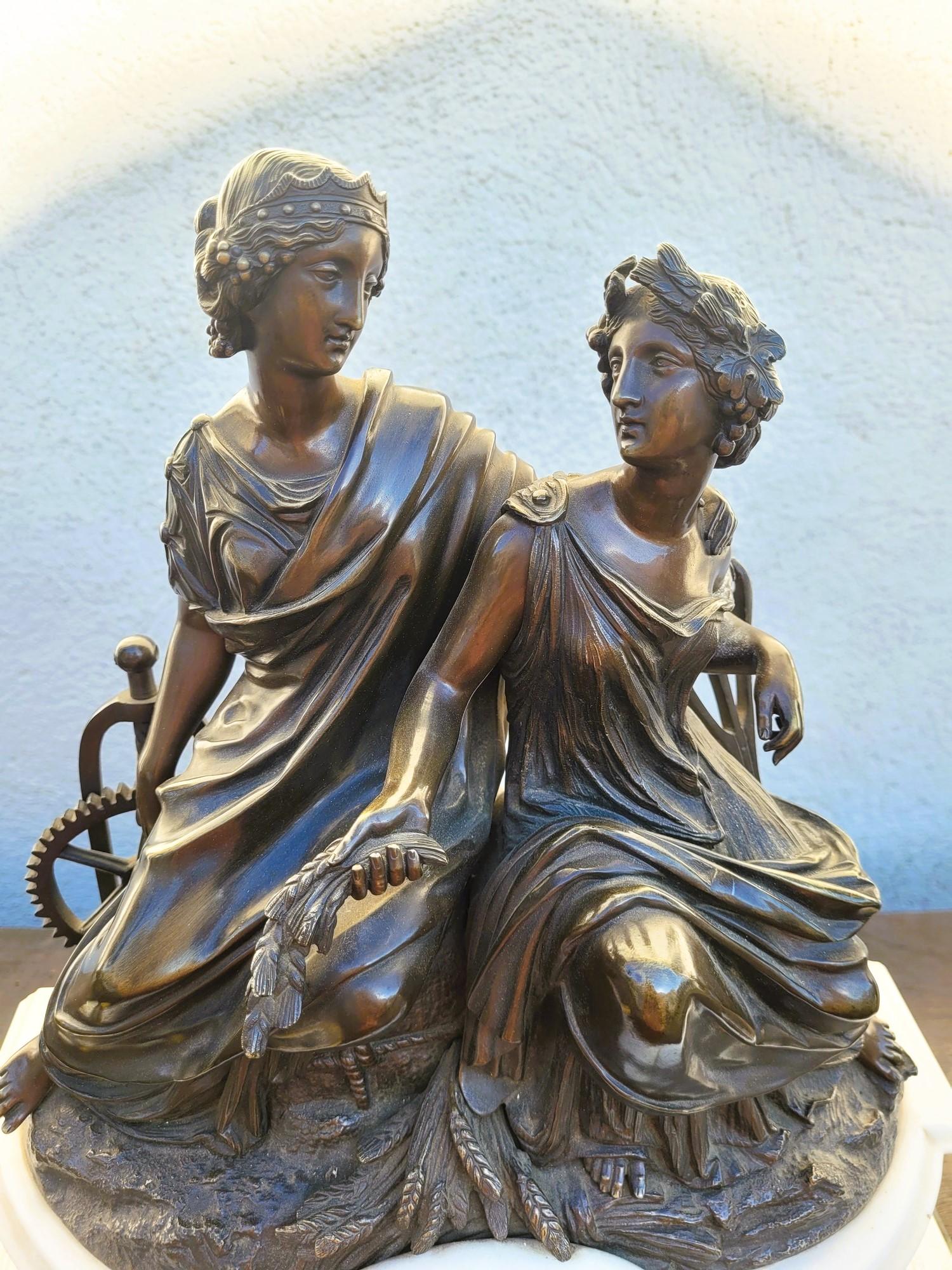 Napoleon III Bronze Fireplace Trim, Agriculture And Industry, 19th Century For Sale
