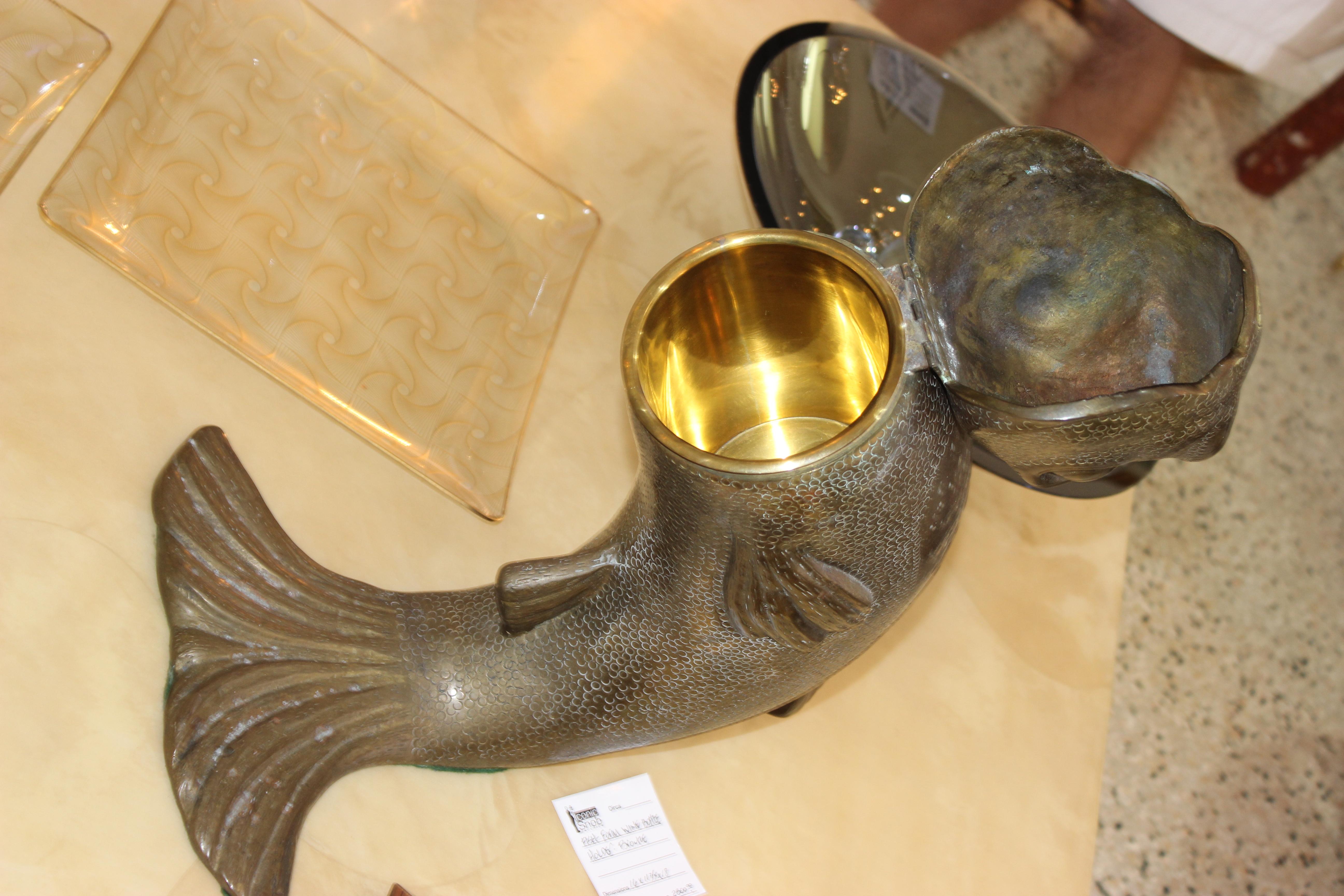 Italian Bronze Fish Form Wine/Champange Cooler