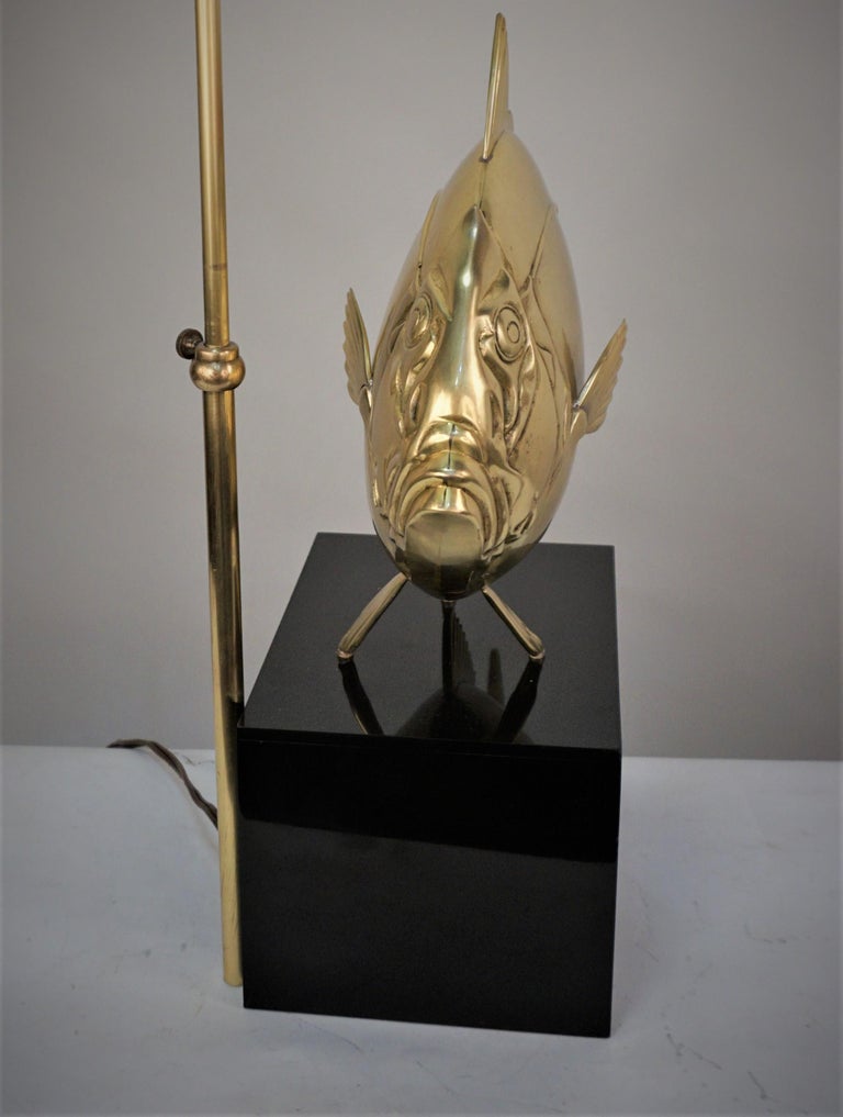 Bronze Fish Lamp by Pargos For Sale at 1stDibs