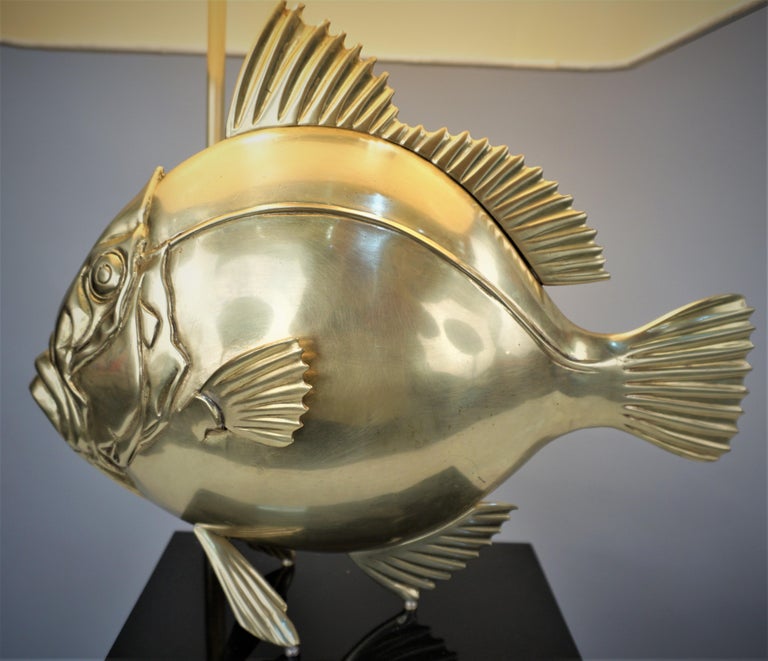 Bronze Fish Lamp by Pargos For Sale at 1stDibs