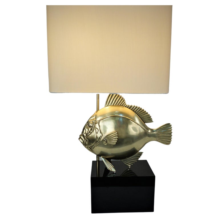 Bronze Fish Lamp by Pargos For Sale at 1stDibs