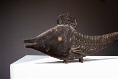 Bronze Fish Sculpture - Animal Zoomorphic Design - West Africa, Mid-20th Century
