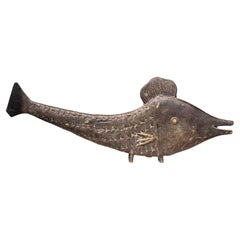 Bronze Fish Sculpture, Benin West Africa, Mid-20th Century