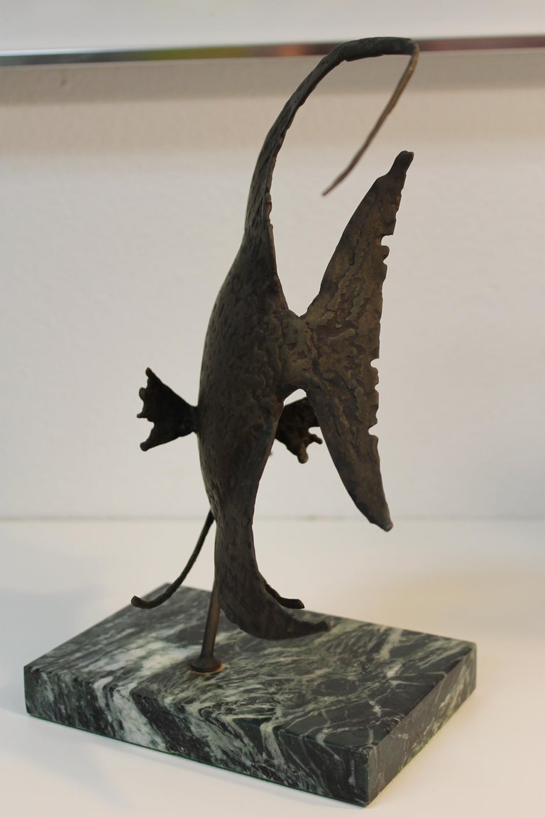 Bronze Fish Sculpture on Marble Base by G. TATE For Sale at 1stDibs