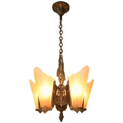 Bronze Five Shade Slipper Chandelier