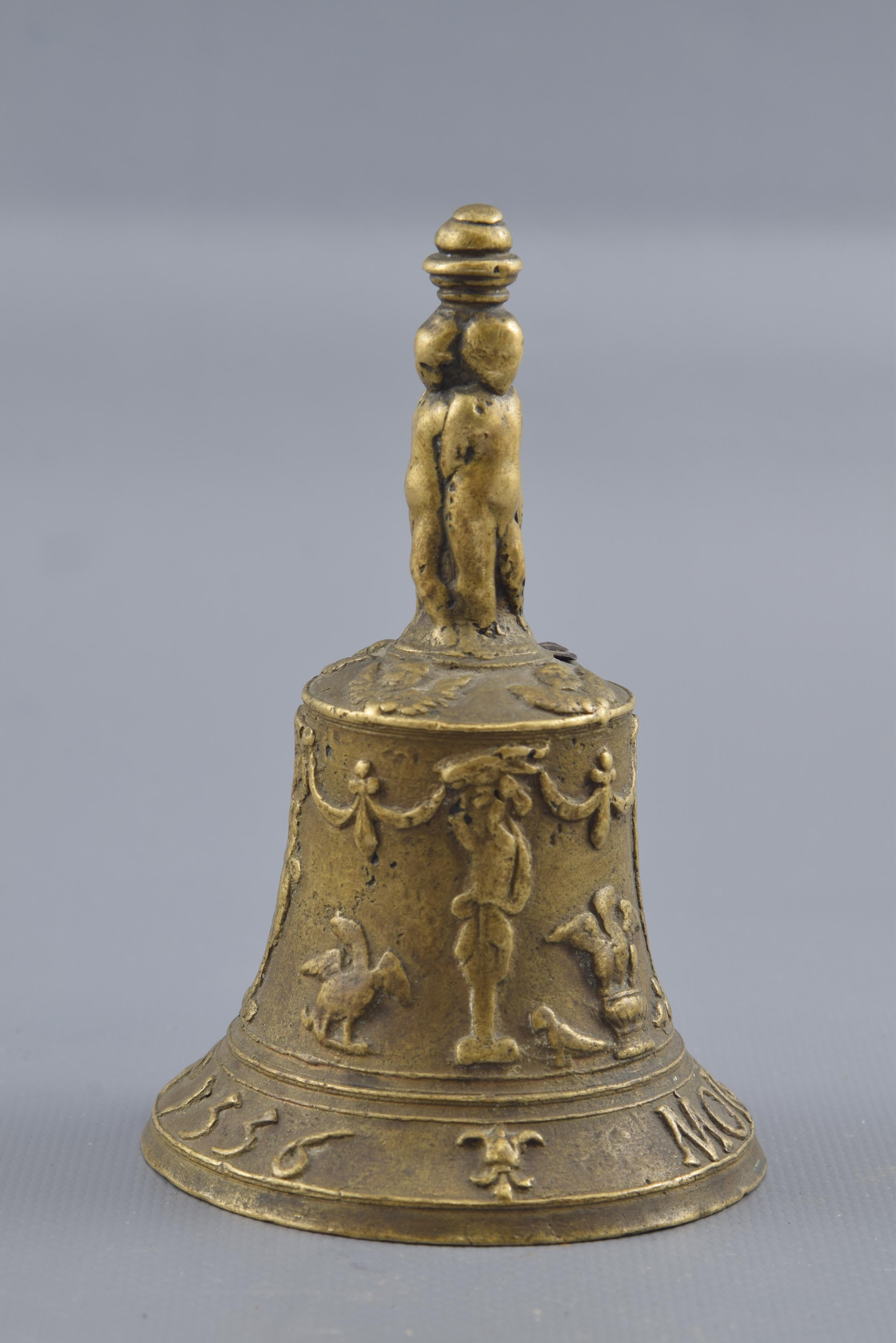 Belgian Bronze Flemish Bell, Signed and Dated, Morell, 1556
