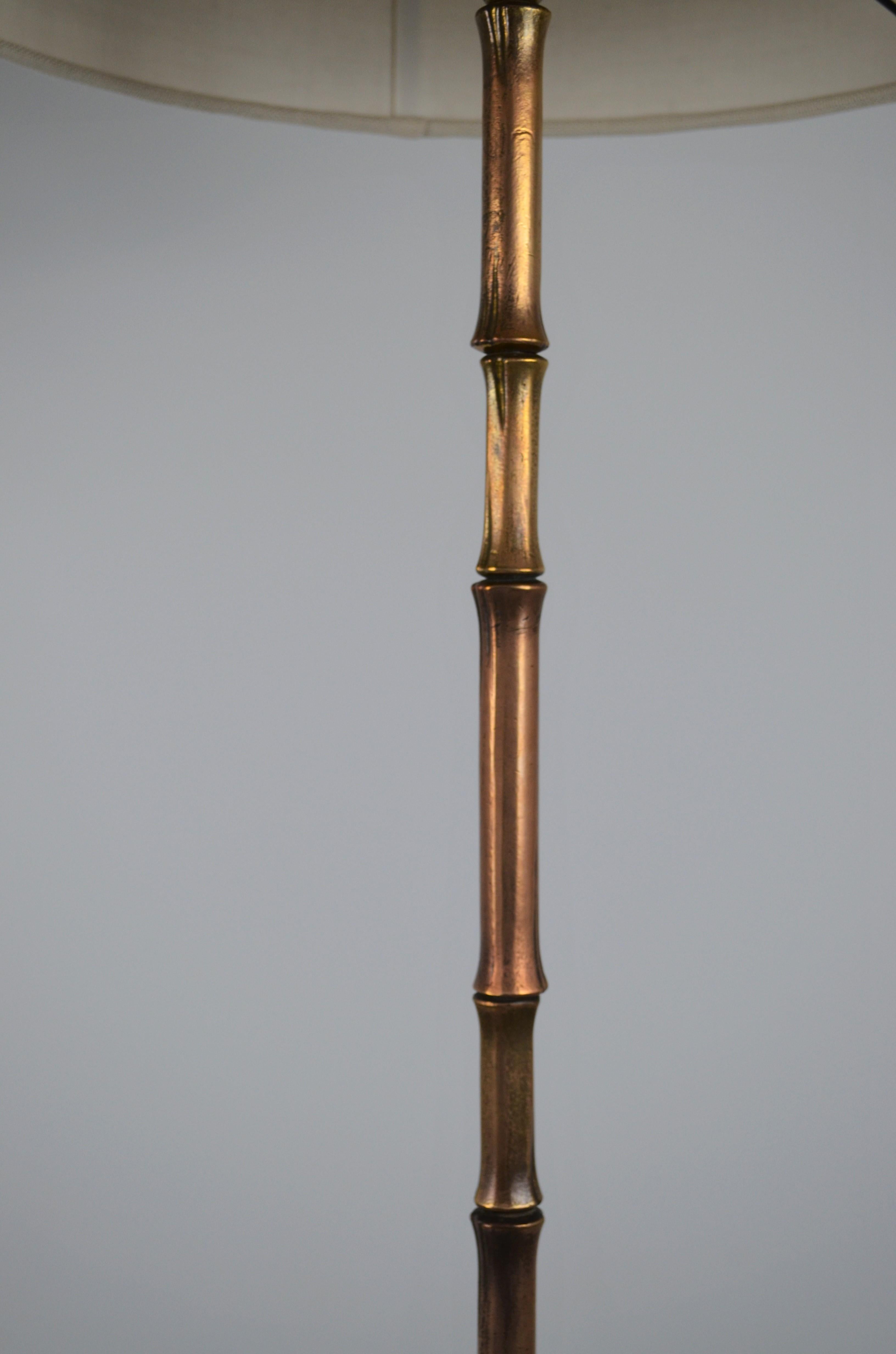 French Bronze Floor Lamp, Bamboo Model, Maison Baguès, France, circa 1950 For Sale