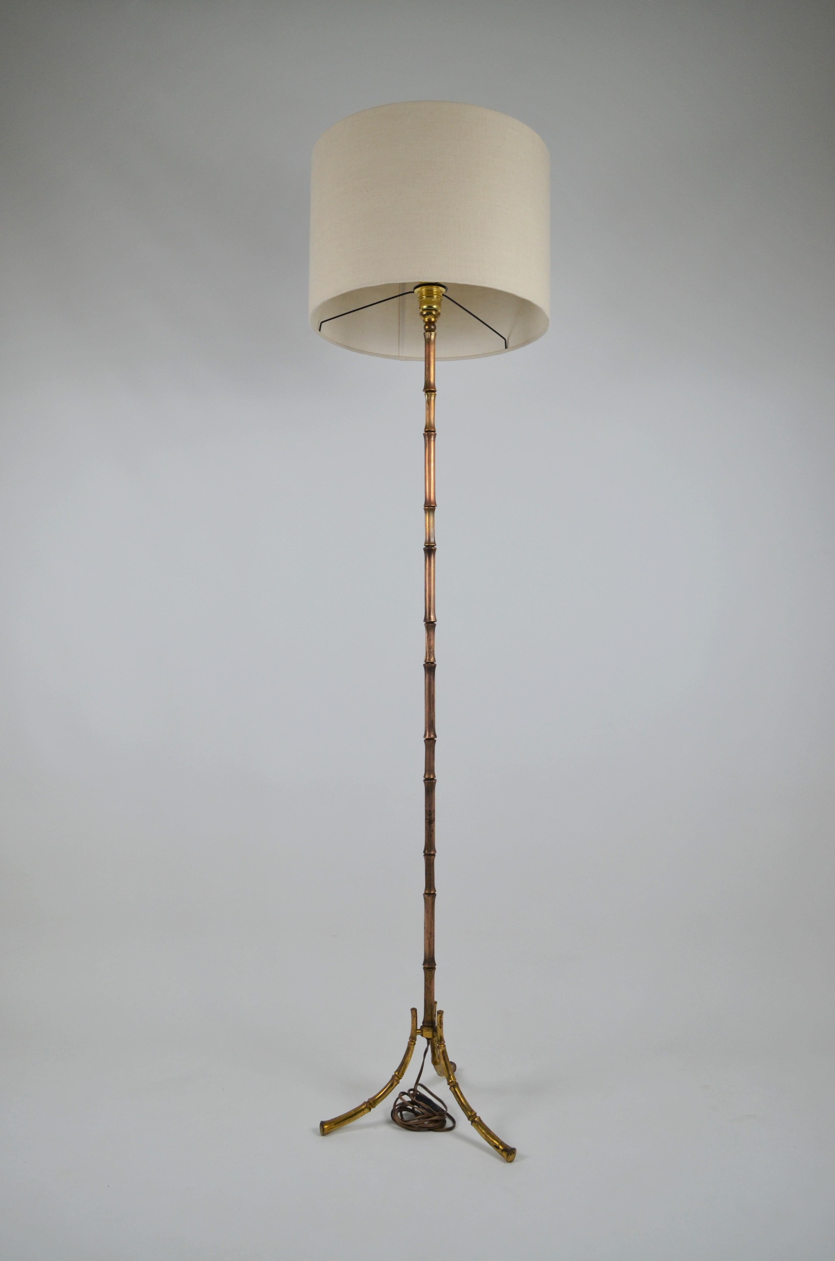 Mid-20th Century Bronze Floor Lamp, Bamboo Model, Maison Baguès, France, circa 1950 For Sale