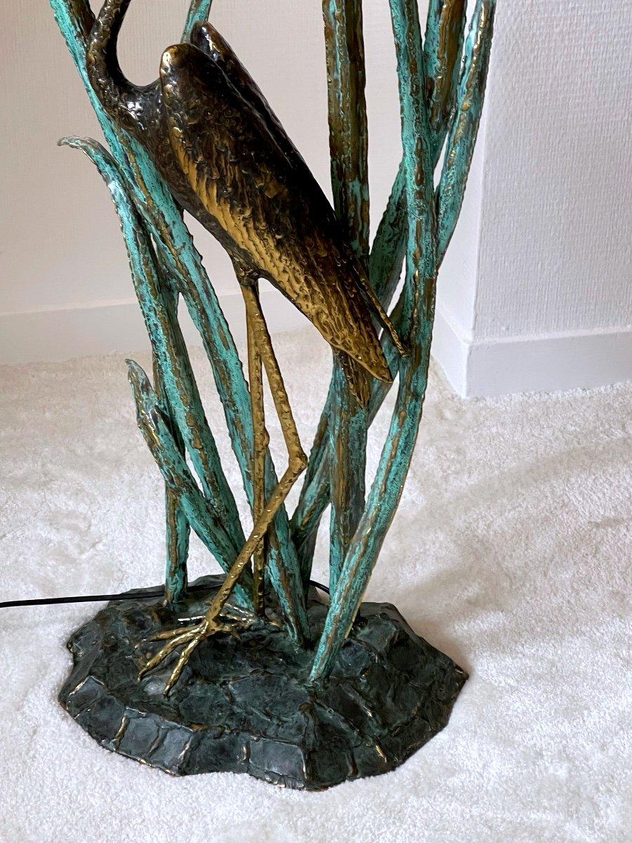 Bronze Floor Lamp - Great Heron - Faubourg Parisien - XXth Century For Sale 1