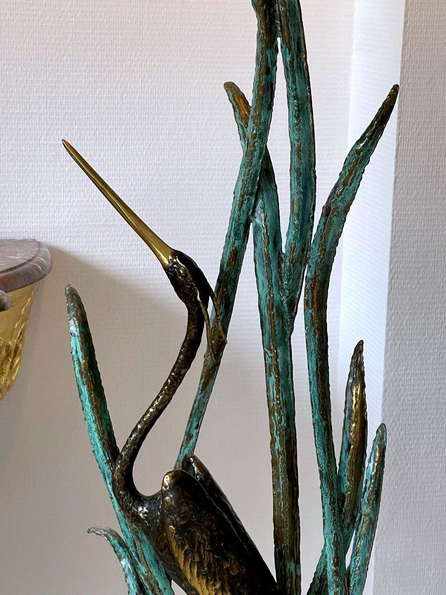 Bronze Floor Lamp - Great Heron - Faubourg Parisien - XXth Century For Sale 2