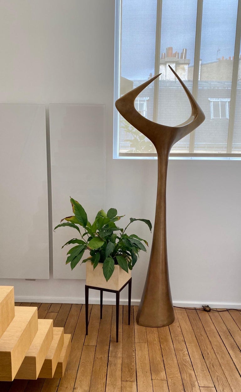 Contemporary  Bronze Floor Lamp 'Matta'  by french designer Alexandre Logé For Sale