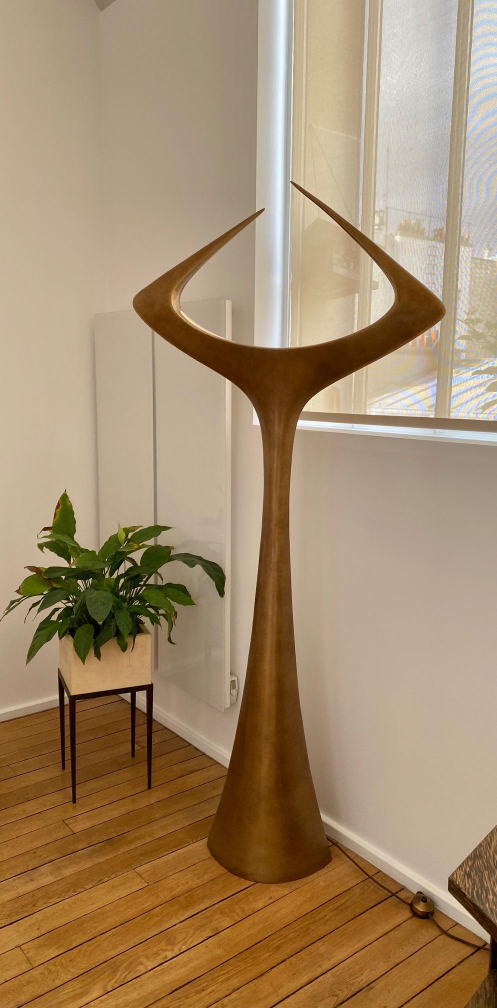 Contemporary  Bronze Floor Lamp 'Matta'  by french designer Alexandre Logé For Sale