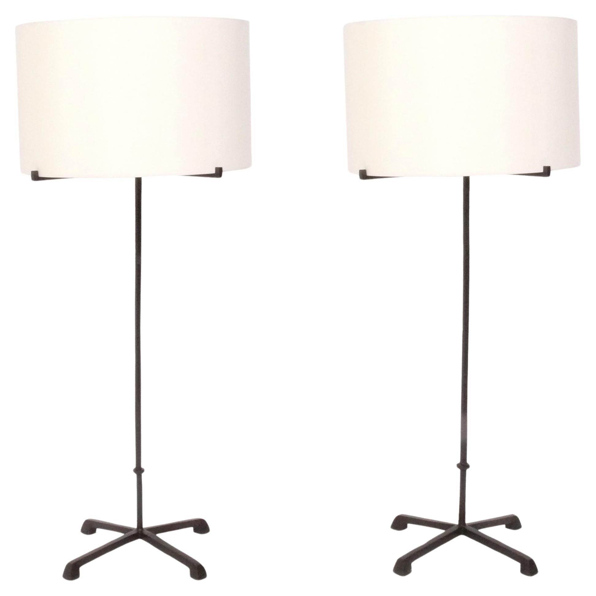 Bronze Floor Lamps Cruciform X Bases Mid Century Modern in vendita