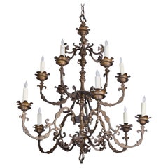 Bronze Floral Form 12 Light Chandelier. 20th Century After the Antique