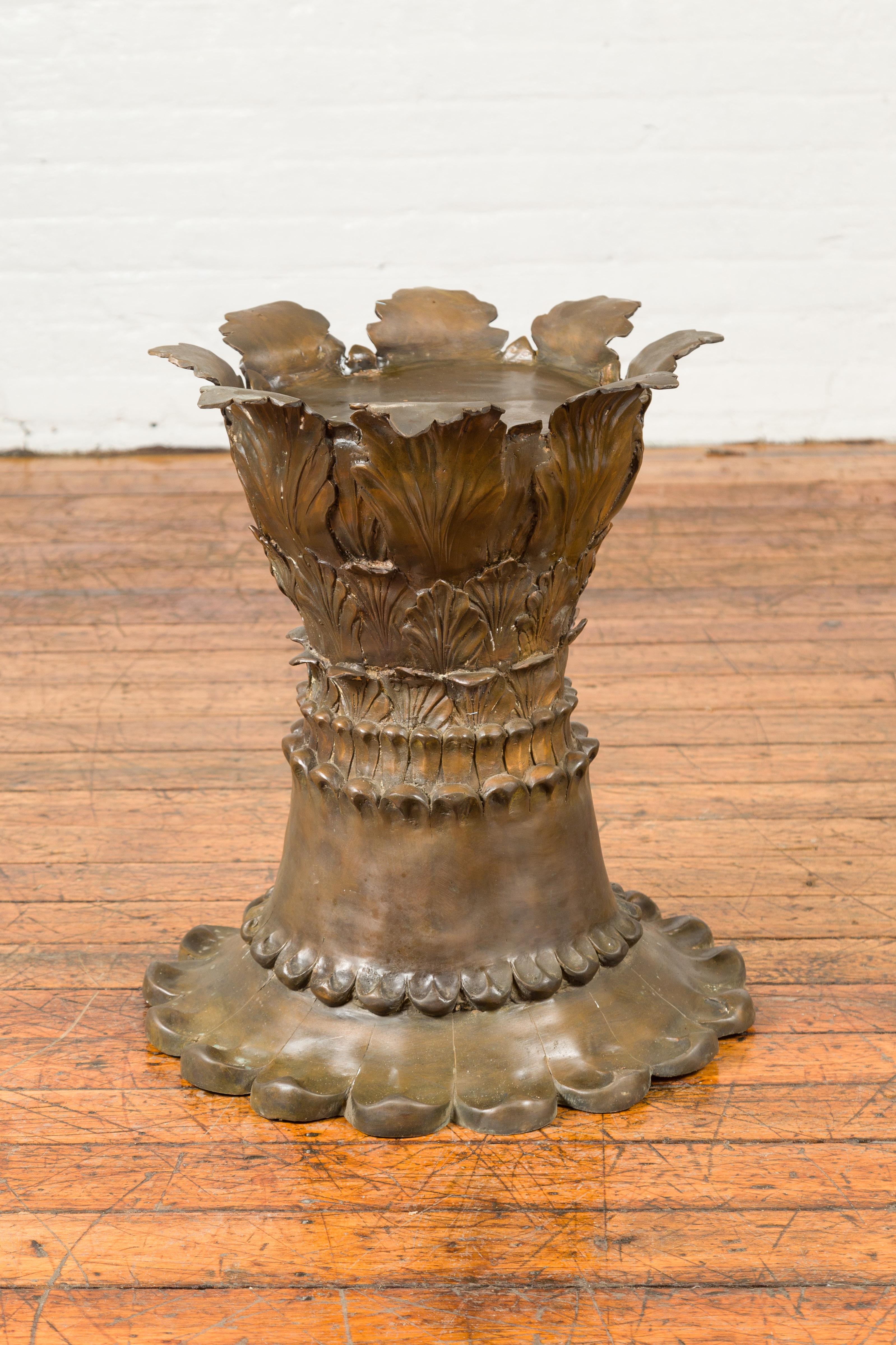 Bronze Flower Pedestal with Acanthus Leaves and Palmettes, Contemporary For Sale 7