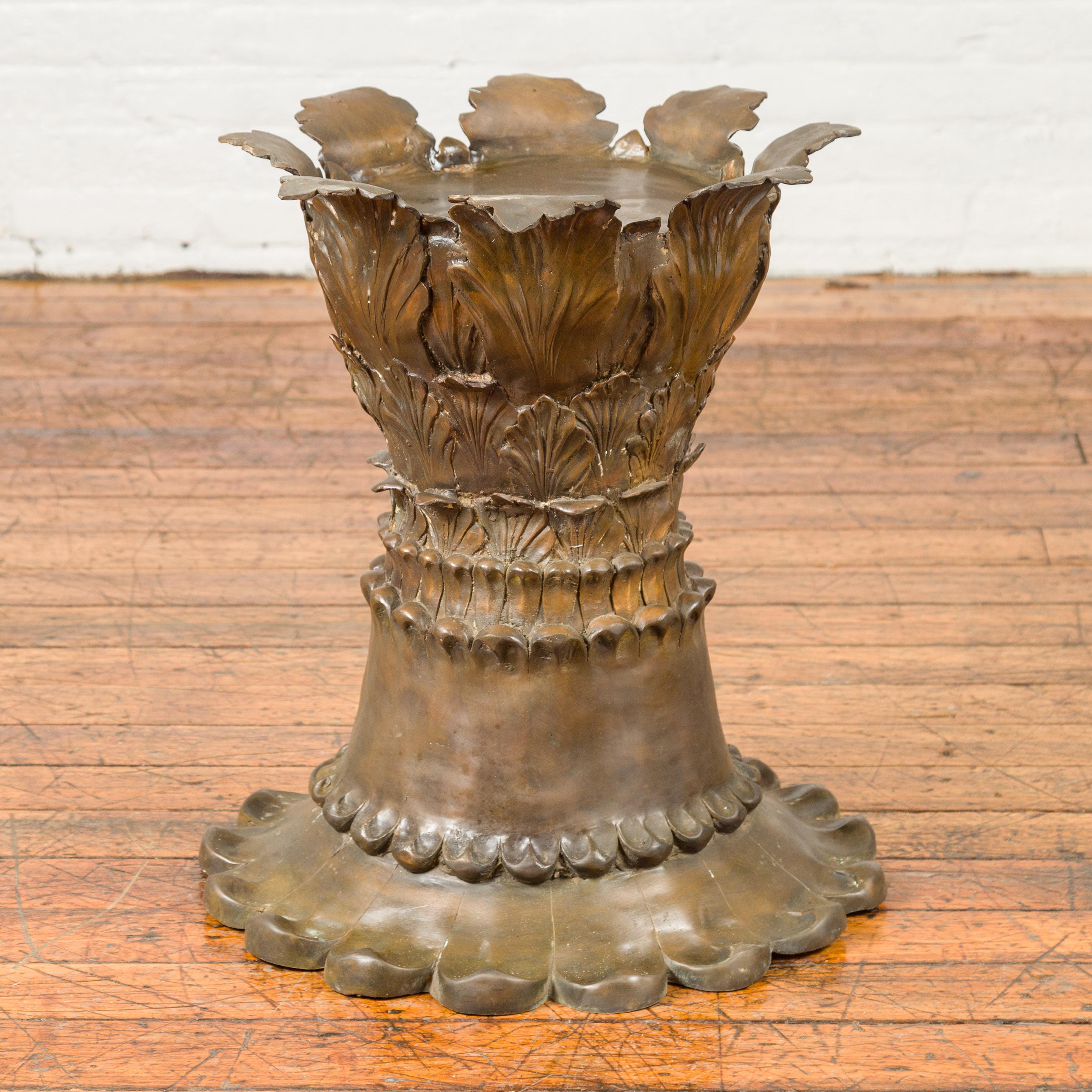 Bronze Flower Pedestal with Acanthus Leaves and Palmettes, Contemporary For Sale 9