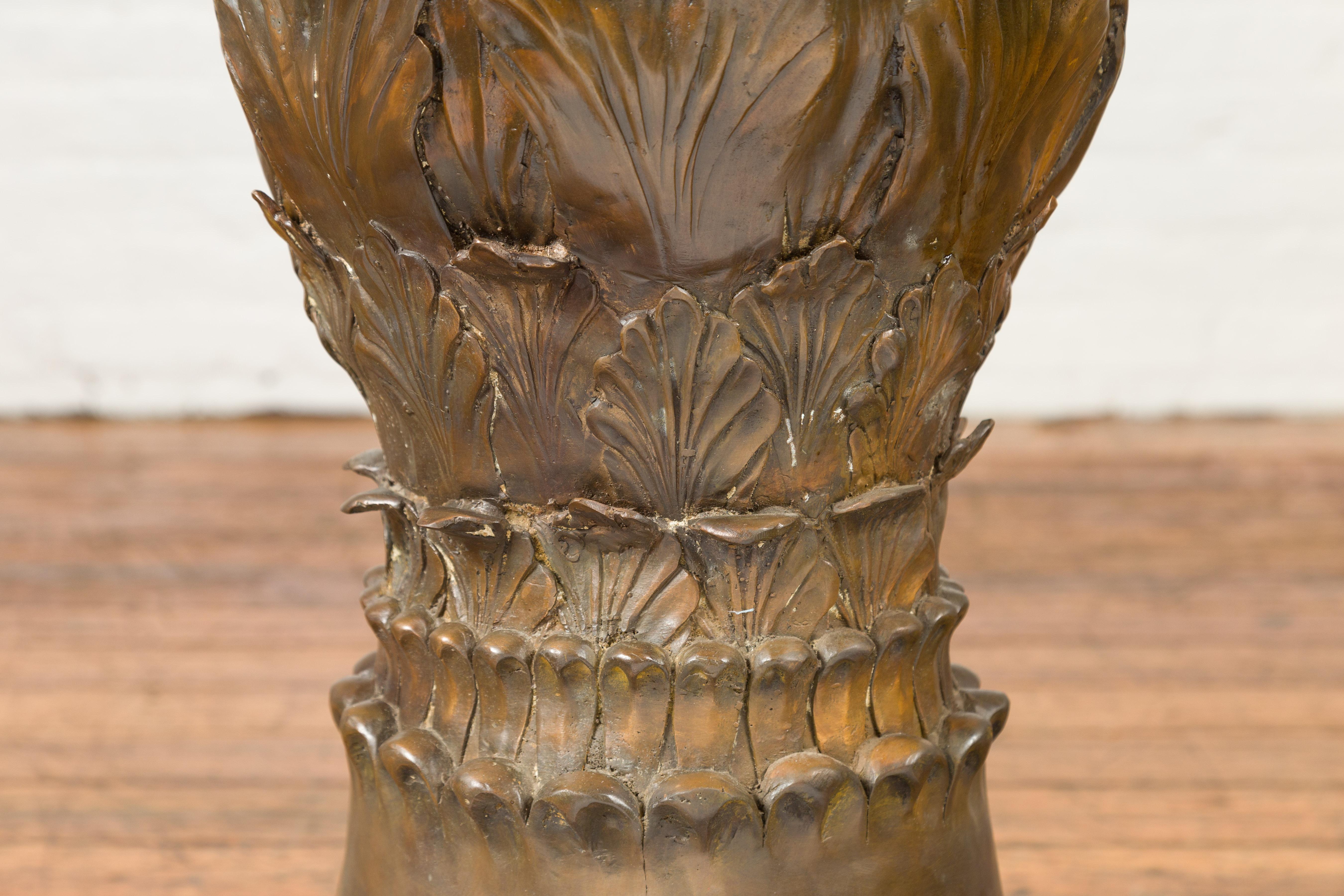 Bronze Flower Pedestal with Acanthus Leaves and Palmettes, Contemporary For Sale 5