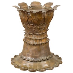 Bronze Flower Pedestal with Acanthus Leaves and Palmettes, Contemporary
