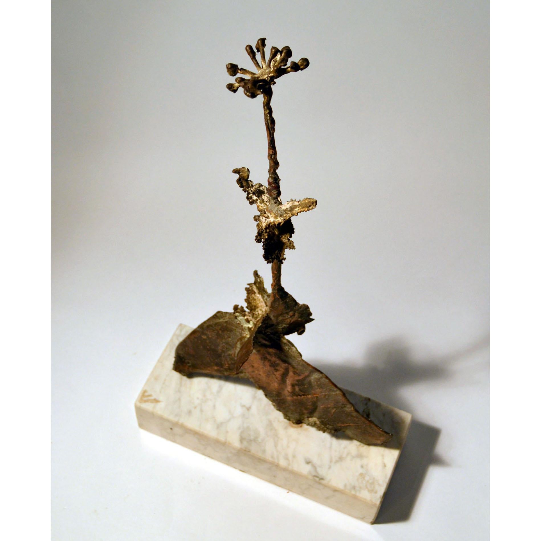 Bronze Flower Sculpture on Marble Base In Good Condition In London, GB