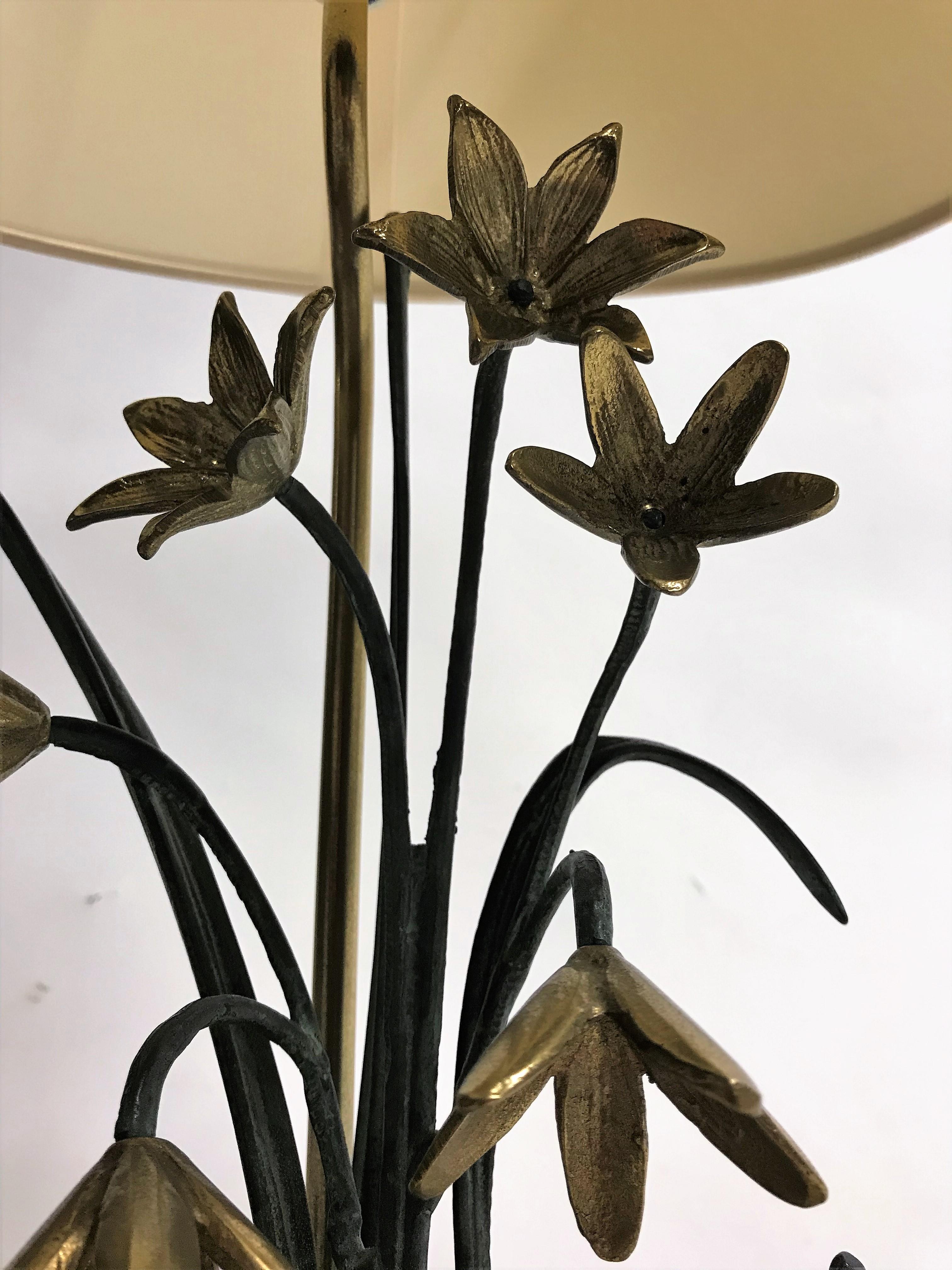 Bronze Flower Table Lamp, 1970s 4