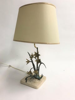Bronze Flower Table Lamp, 1970s