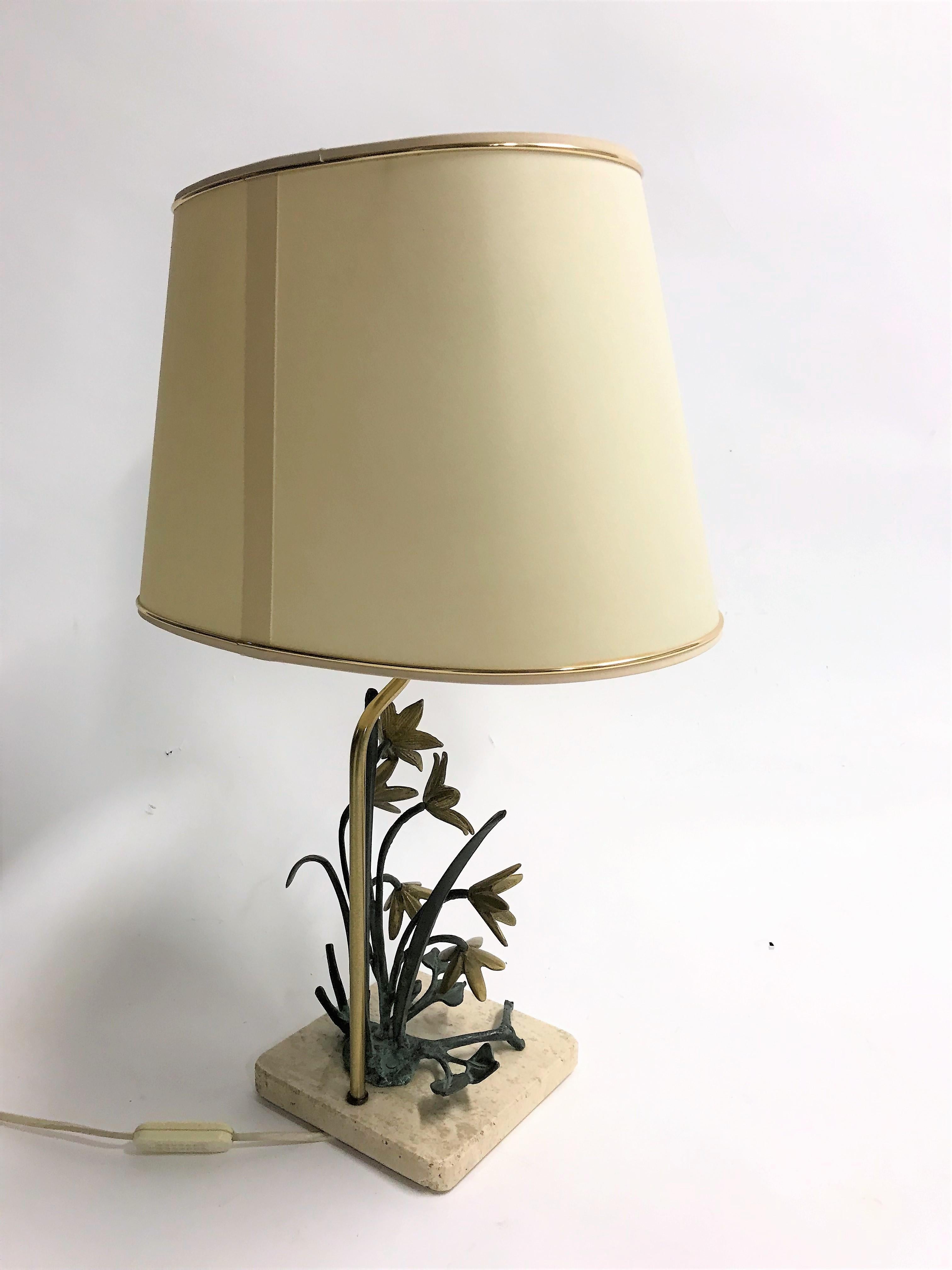 Late 20th Century Bronze Flower Table Lamp, 1970s
