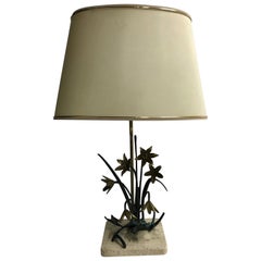 Bronze Flower Table Lamp, 1970s