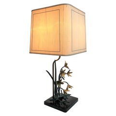 Bronze Flower Table Lamp, 1970s