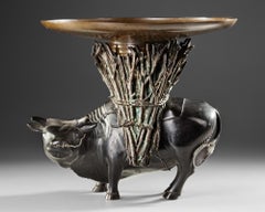 Bronze flower vase attributed to Yokogawa Kyuzaemon 横河九左衛門 (active 19th century)