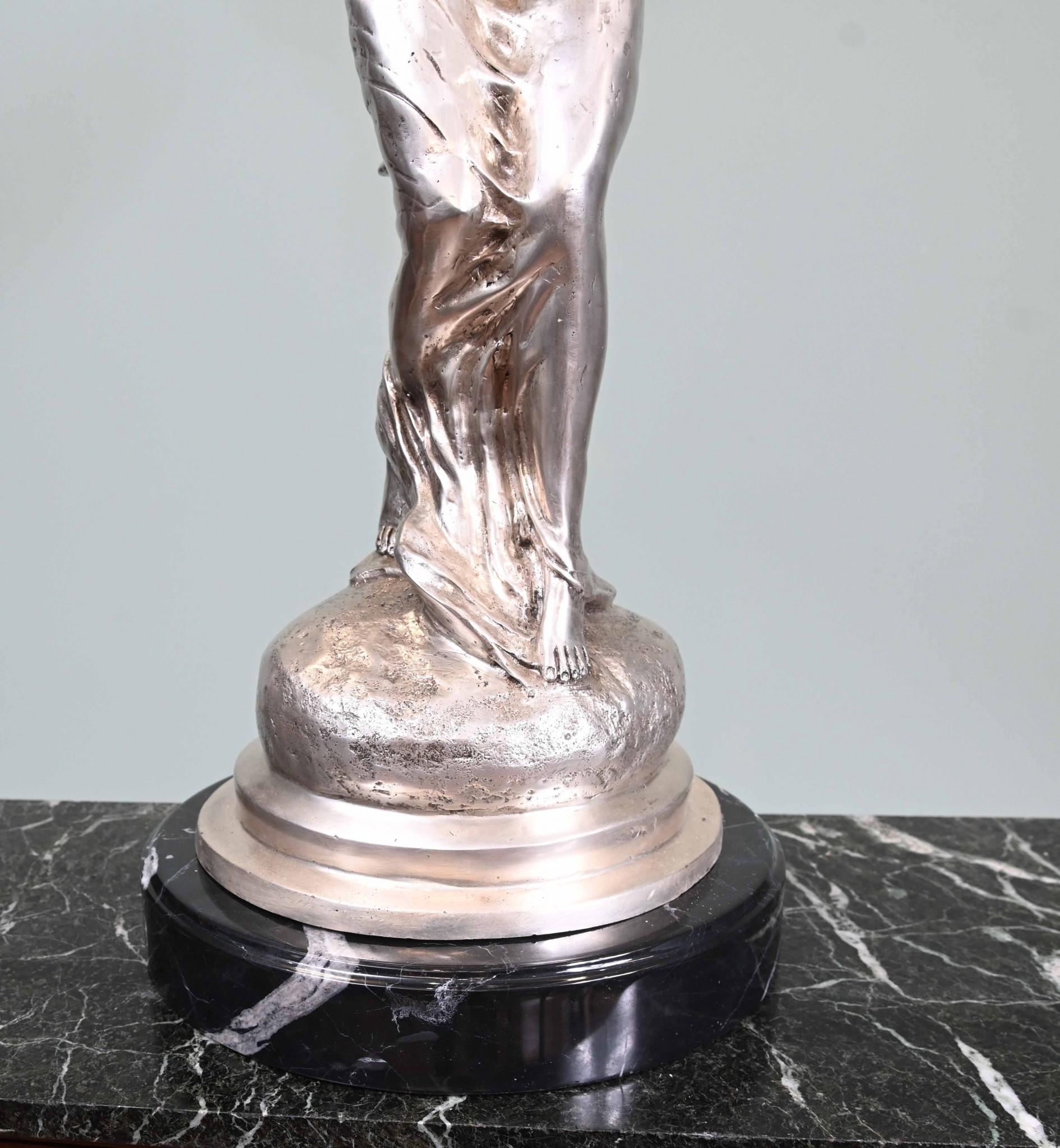 Bronze Flying Lady Statue Art Nouveau Spirit of Ecstacy For Sale 1