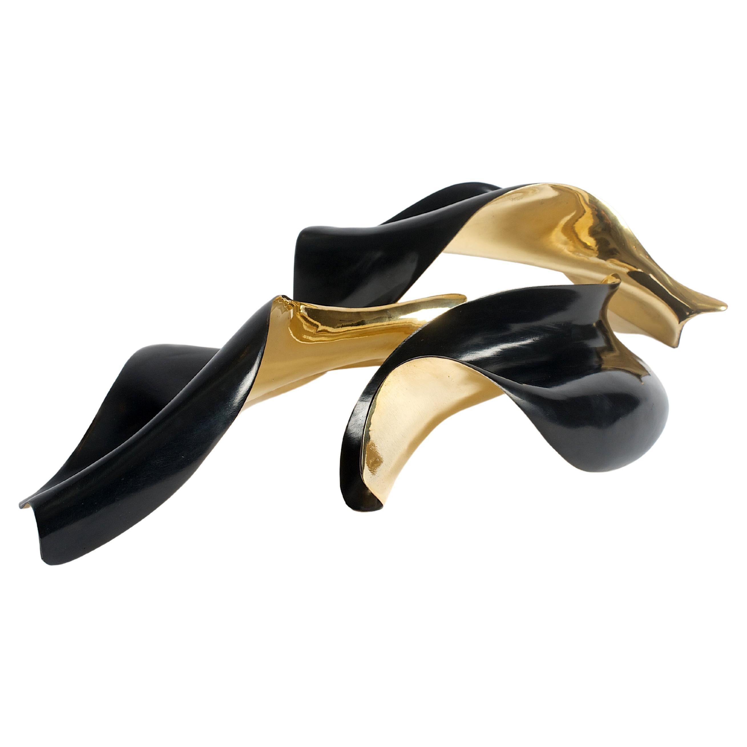 Black & Gold Bronze Folio Flower Stand/Sculpture by Elan Atelier (In Stock) For Sale