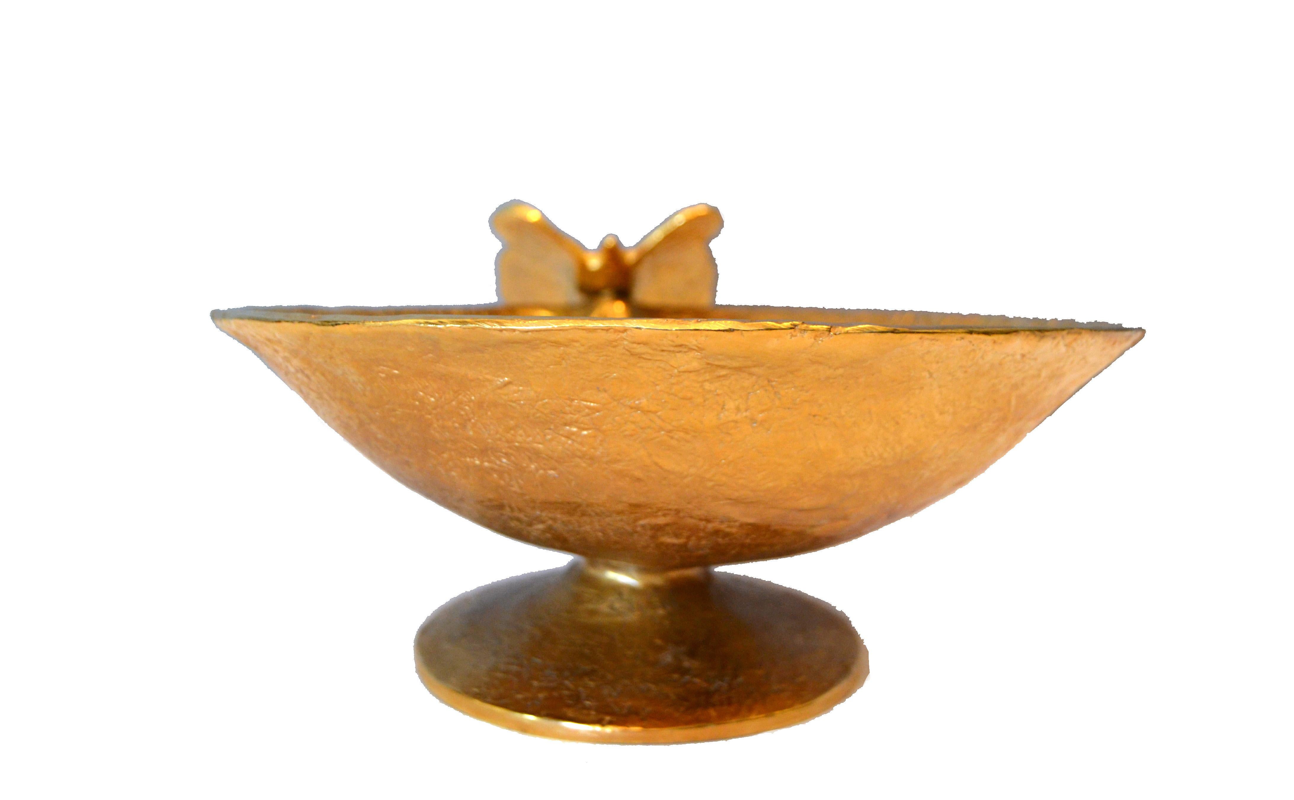 Bronze Footed Bowl with Butterfly 4