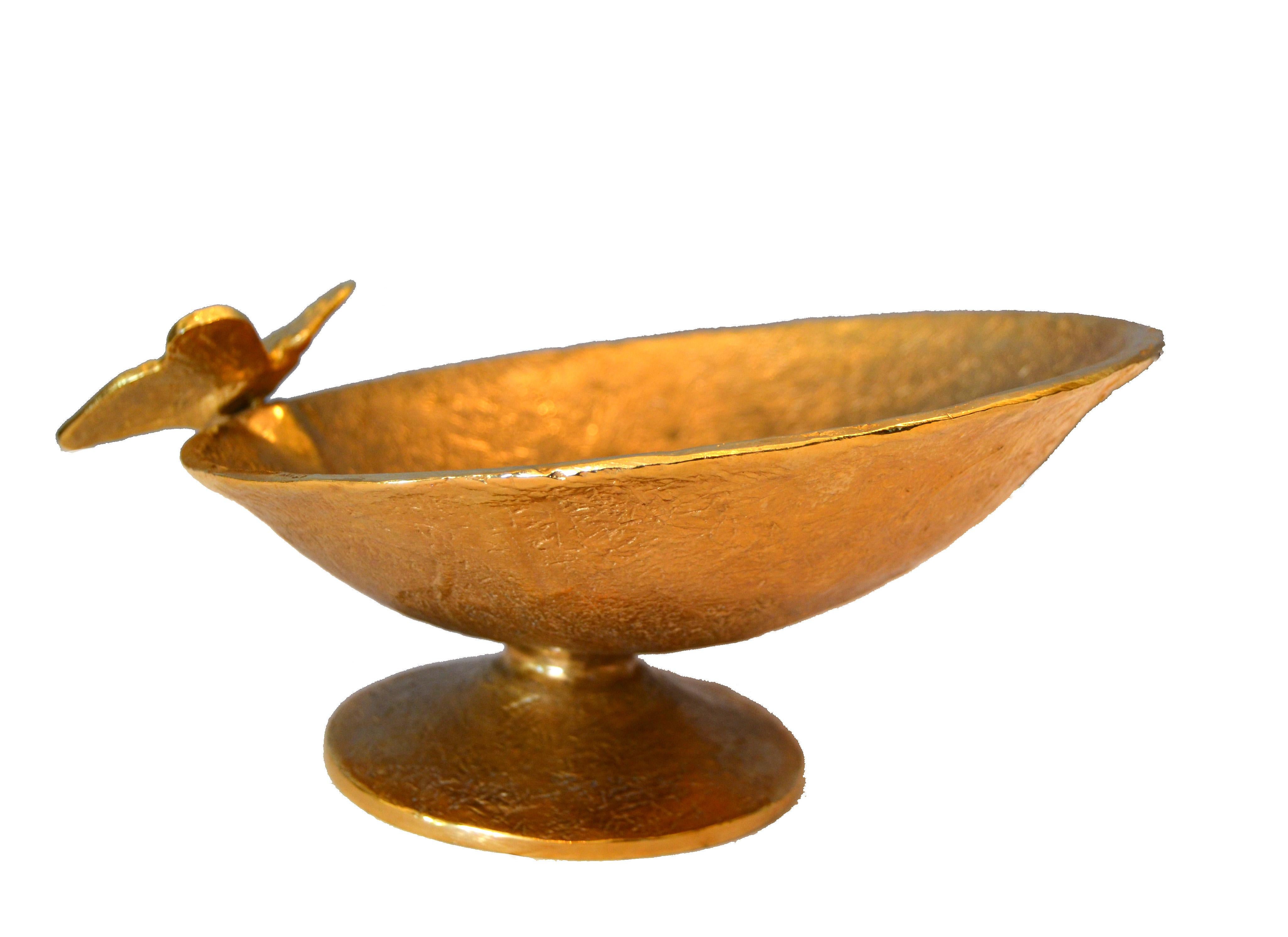 Bronze Footed Bowl with Butterfly 1