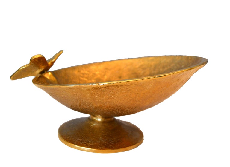 Bronze Footed Bowl with Butterfly at 1stDibs