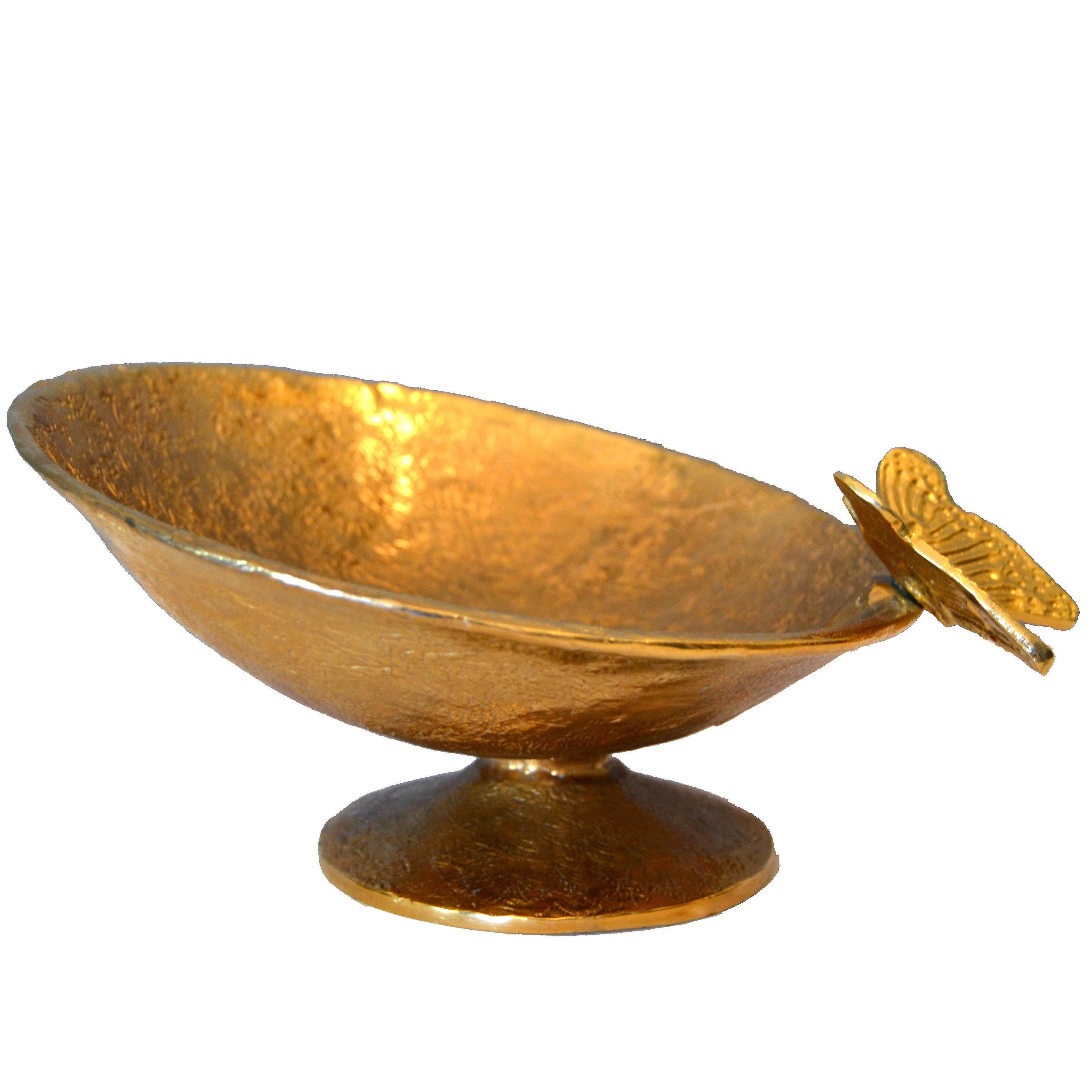 Bronze Footed Bowl with Butterfly