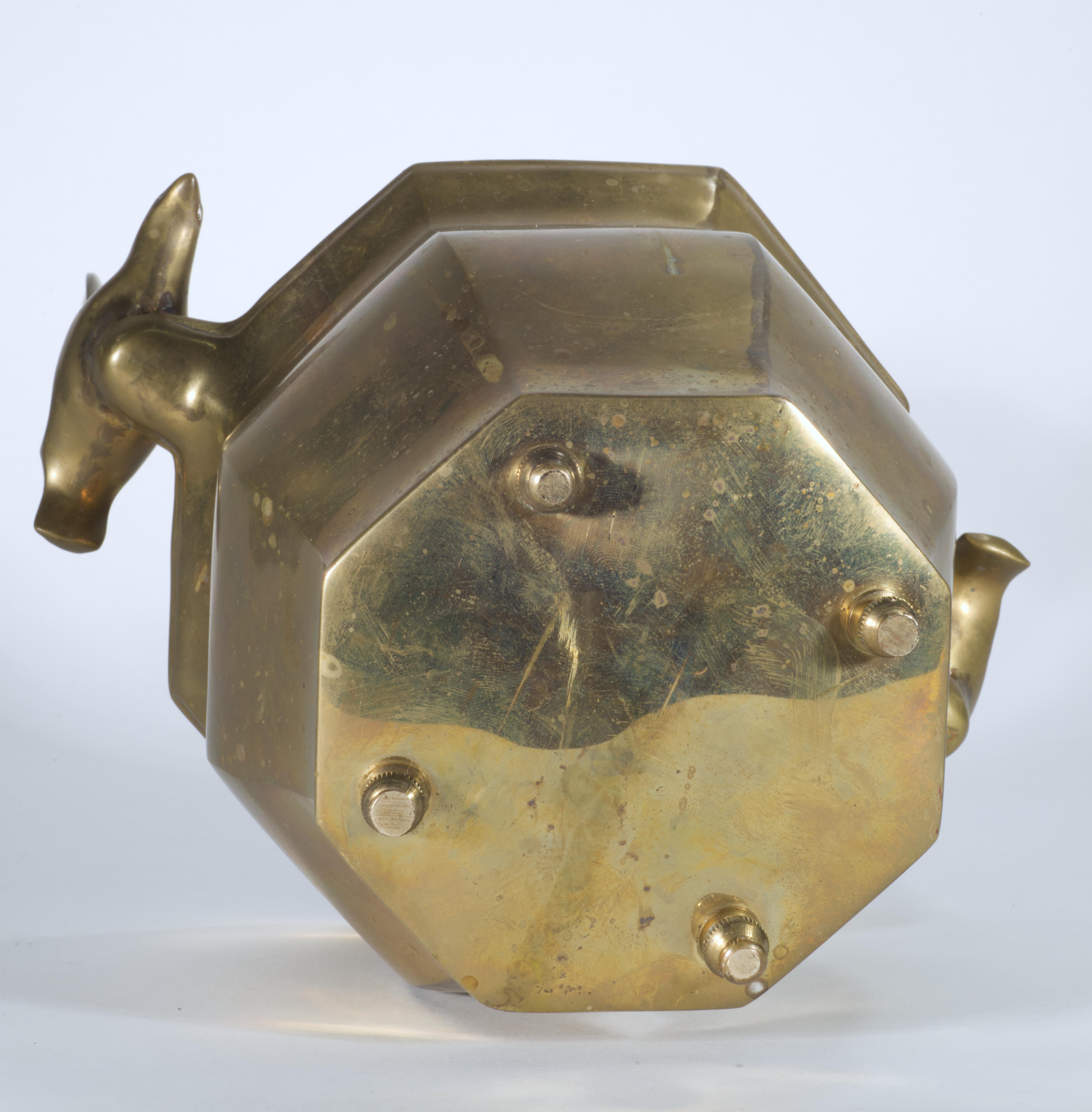 Brass Bronze Footed Urn Cachepot Planter Birds in Flight, in Style of Curtis Jere For Sale