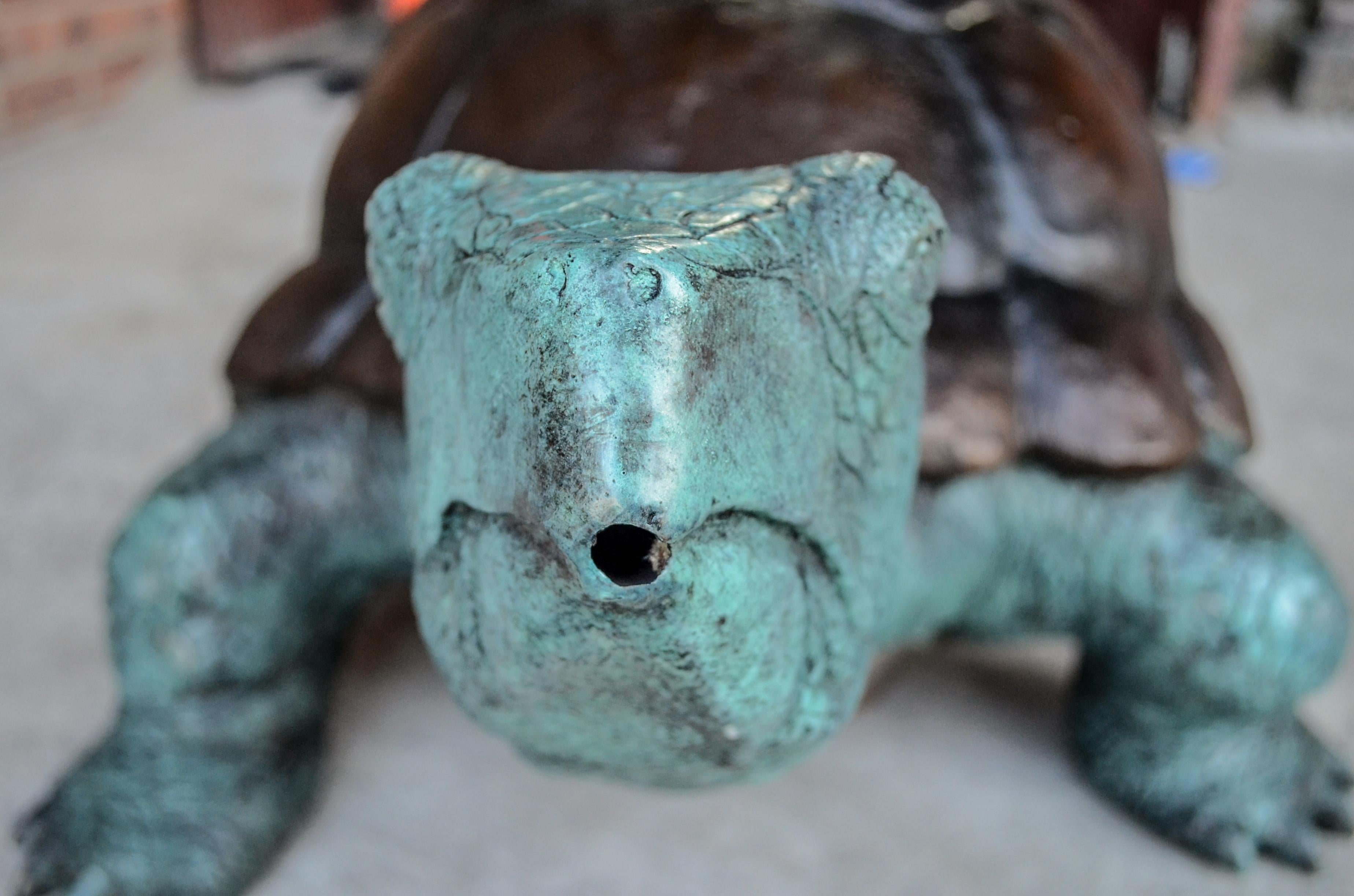 Bronze Fountain Garden Turtle Sculpture For Sale 9