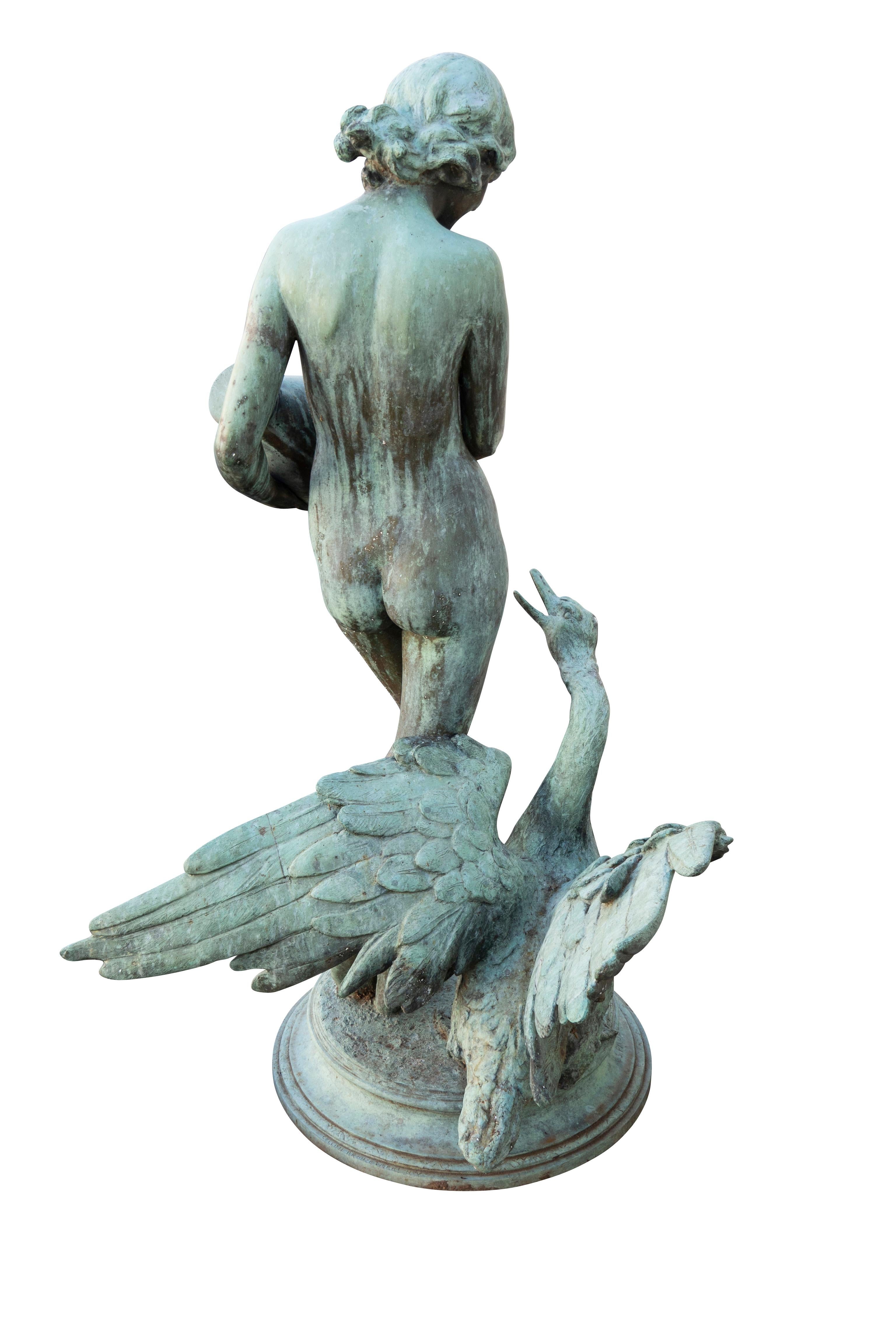 Bronze Fountain of a Maiden and a Swan by C.S Paolo 5