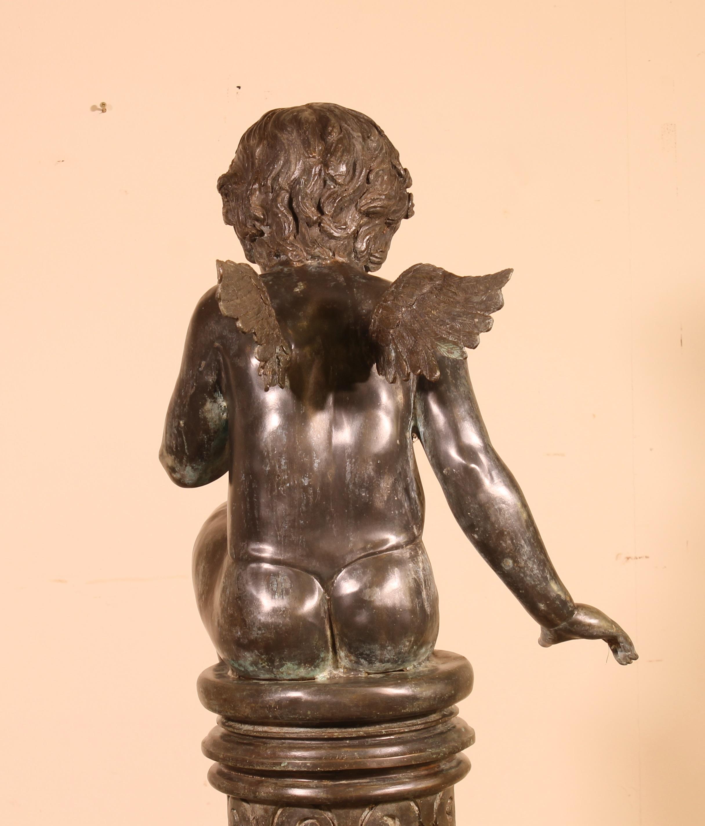 Bronze Fountain Representing an Angel Sitting on a Column 4