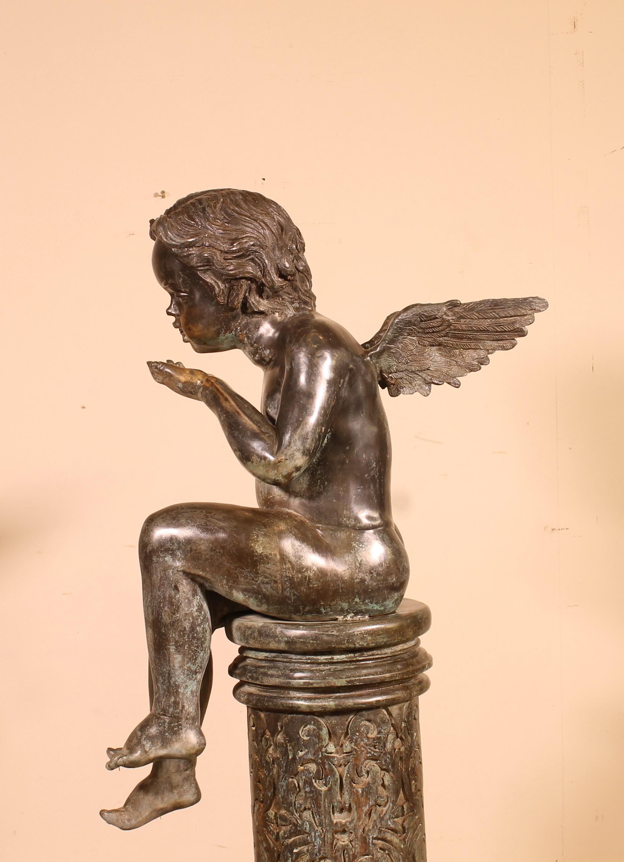 Bronze Fountain Representing an Angel Sitting on a Column 5