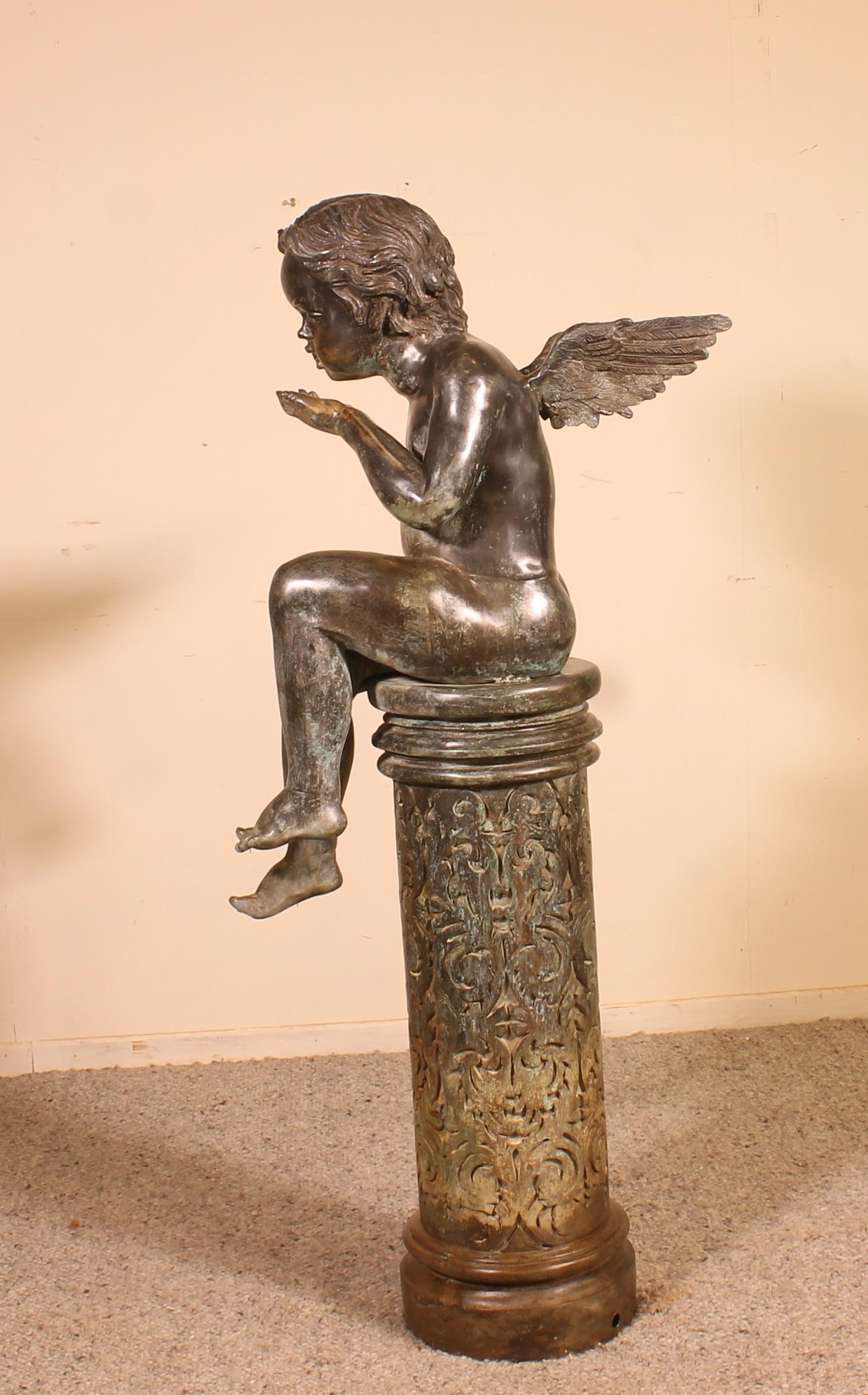 Bronze Fountain Representing an Angel Sitting on a Column 6