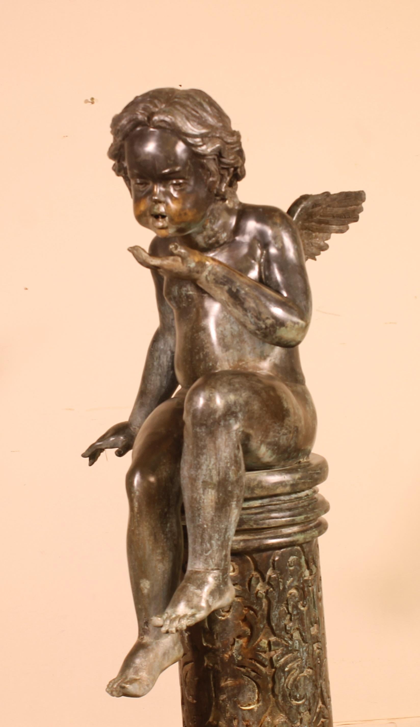 Bronze Fountain Representing an Angel Sitting on a Column 7