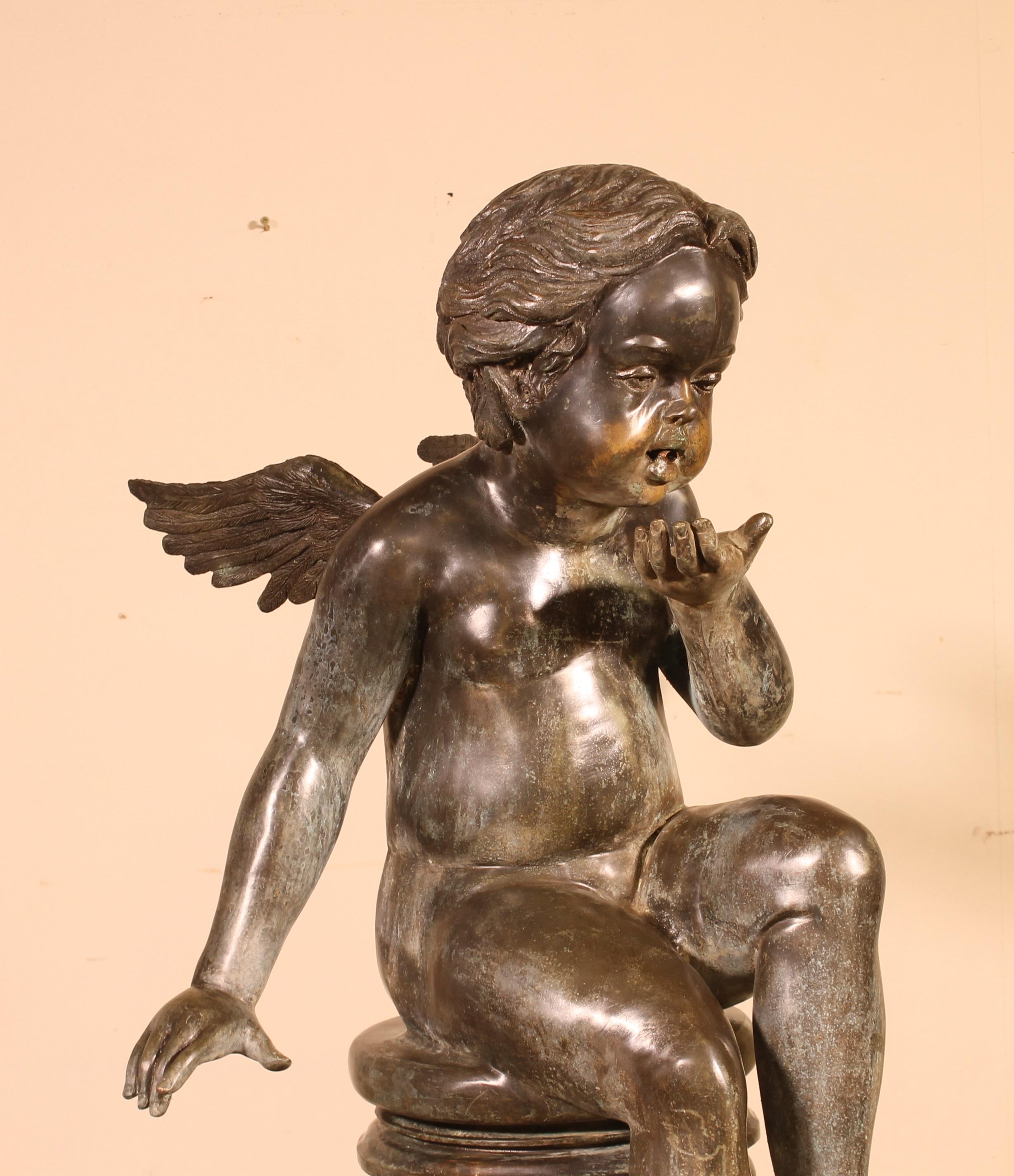 Renaissance Bronze Fountain Representing an Angel Sitting on a Column