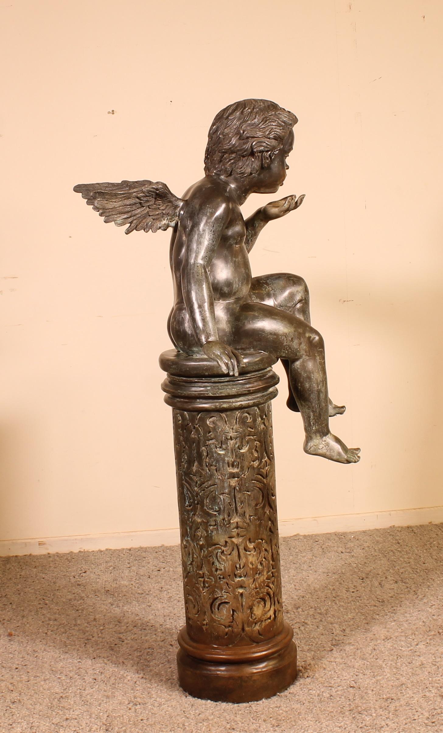 Bronze Fountain Representing an Angel Sitting on a Column 3