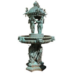 Bronze Fountain with Lionhead Spouts