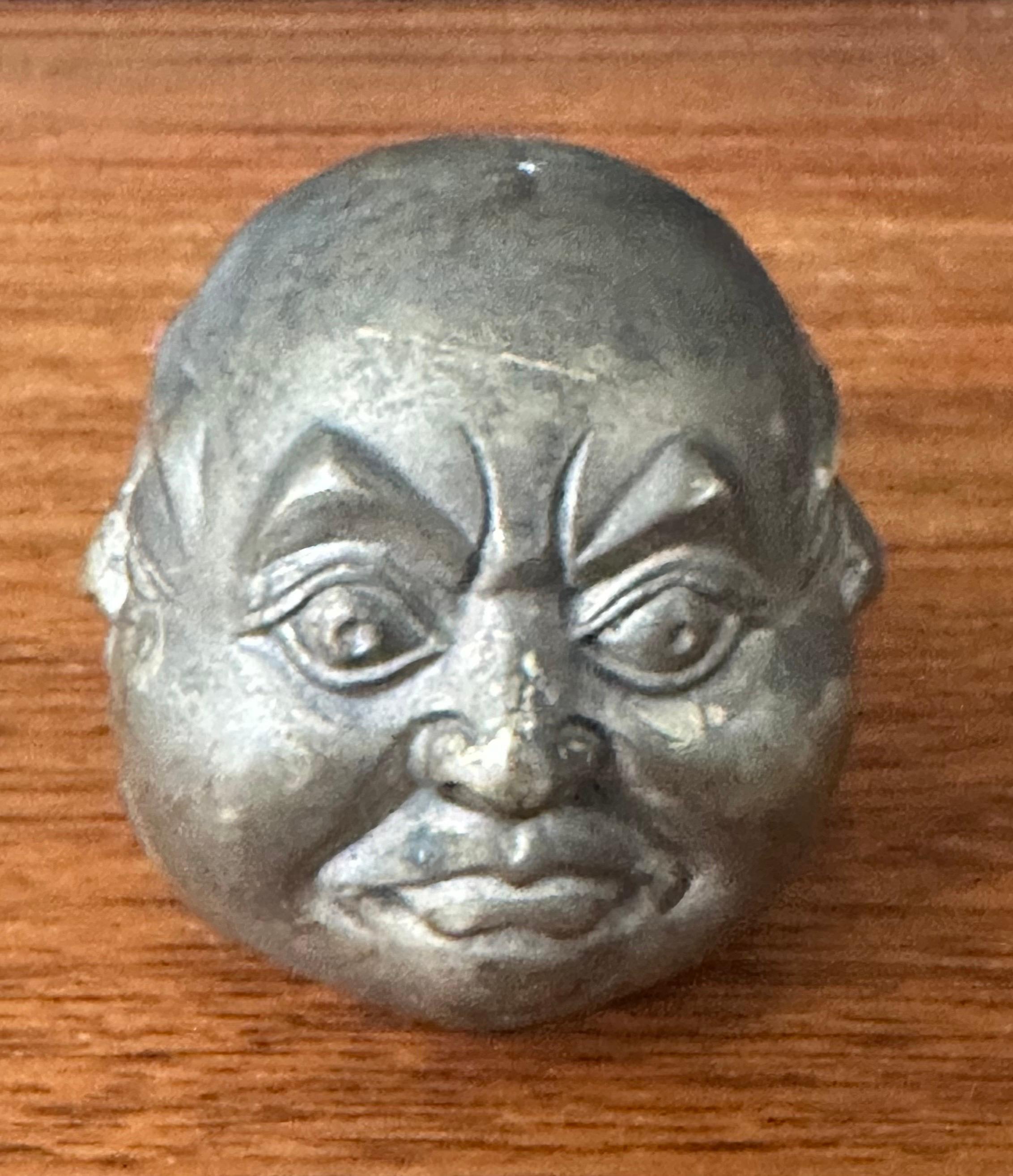 Chinese Bronze Four Faced Buddha Head Sculpture or Paperweight For Sale
