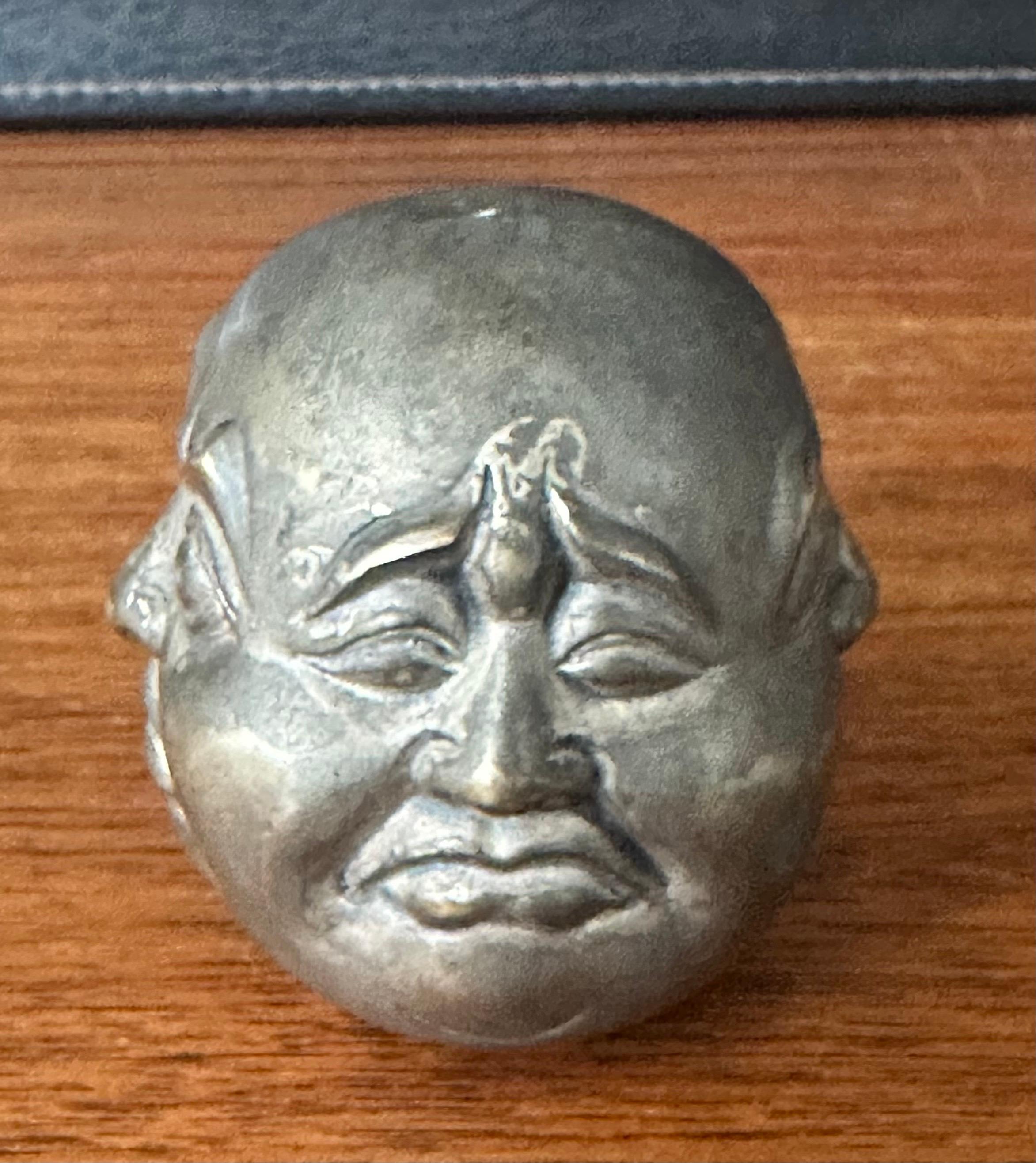 Chinese Bronze Four Faced Buddha Head Sculpture or Paperweight For Sale
