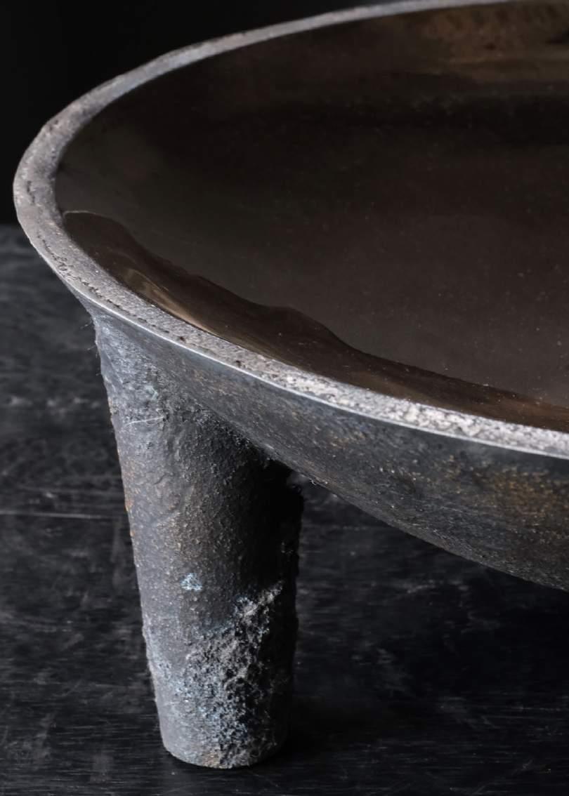 Contemporary Bronze Four-Legged Bowl, Signed Arno Declercq